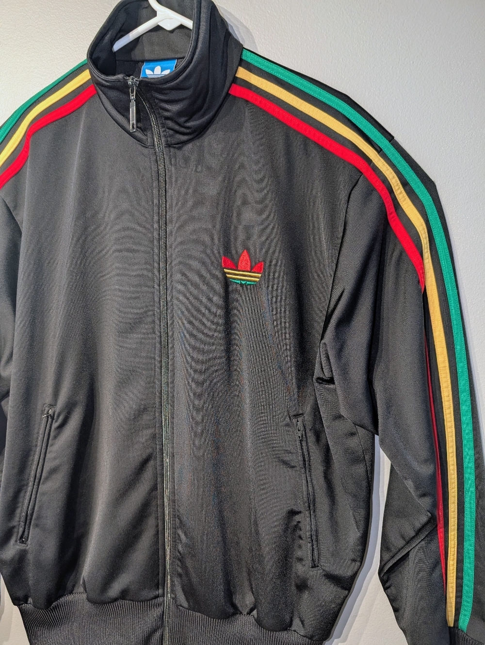 adidas Originals Thunderbird Rasta Reggae Black Track Jacket Size Large